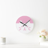 ピンク猫の壁時計 ラウンド壁時計 (ホーム)