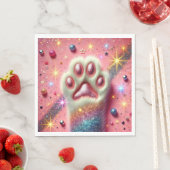 ピンク猫グリッターポーナプキン！ スタンダードランチョンナプキン (インサイチュ)