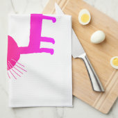 ピンク猫スケッチティータオル キッチンタオル (四つ折り)