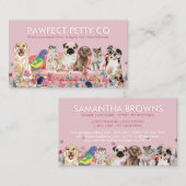 ピンク猫バードドッグ水彩花 名刺 (正面/裏面)