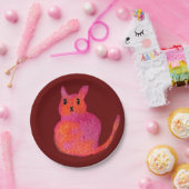 ピンク猫ファンキーかわいい子猫 ペーパープレート (パーティー)