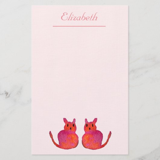 ピンク猫ファンキーかわいい子猫 便箋 (正面)