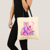 ピンク猫好きTシャツとギフト トートバッグ (正面(商品))