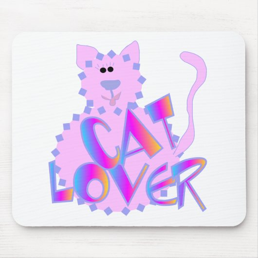 ピンク猫好きTシャツとギフト マウスパッド (正面)