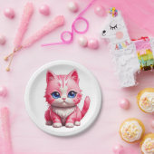 ピンク猫 ペーパープレート (パーティー)