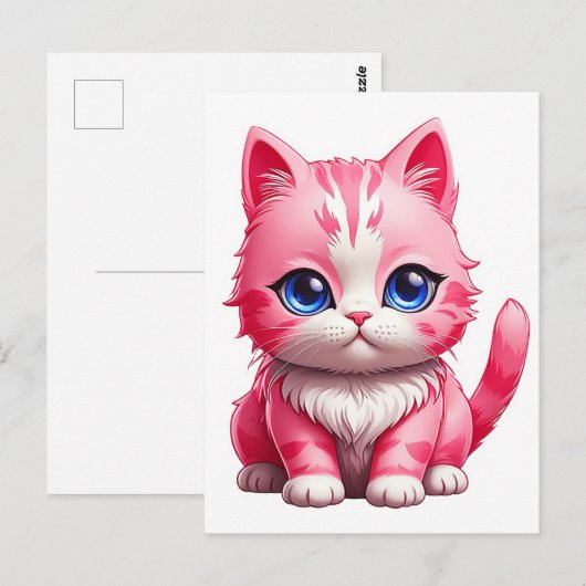 ピンク猫 ポストカード (正面/裏面)