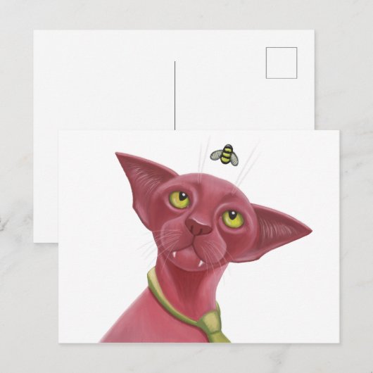 ピンク猫 ポストカード (正面/裏面)