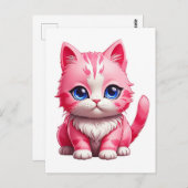 ピンク猫 ポストカード (正面/裏面)