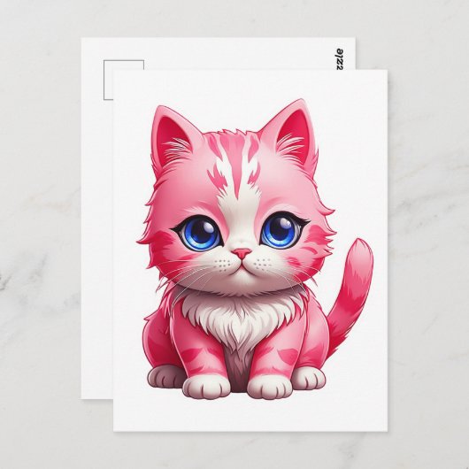 ピンク猫 ポストカード (正面/裏面)