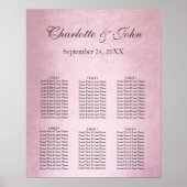 ピンク王室ののローズ金ゴールドグレーのシーティングチャートペースト ポスター (正面)