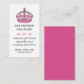 ピンク王室のの王冠、興奮して日付を保存 エンクロージャーカード (正面/裏面)