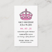 ピンク王室のの王冠、興奮して日付を保存 エンクロージャーカード (正面)