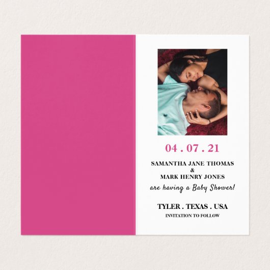 ピンク王室のクラウン、興奮して日付カードを保存 名刺 (内部フラット)