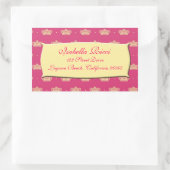 ピンク王室のクラウン 長方形シール (バッグ)