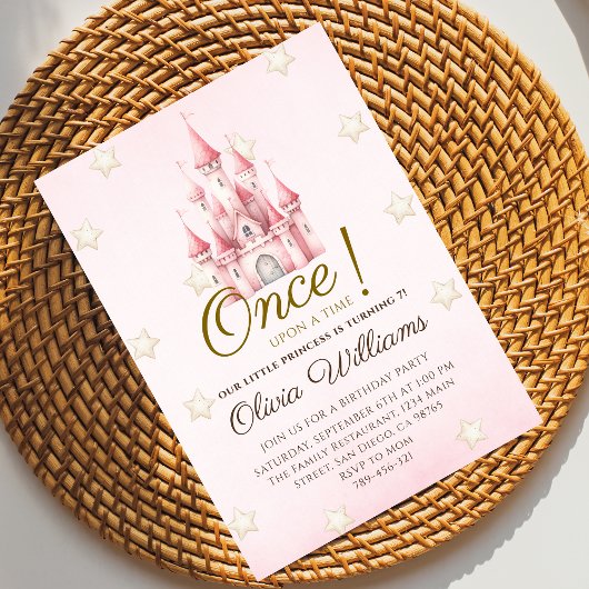 ピンク王室のフェアリータリープリンセス誕生日 招待状