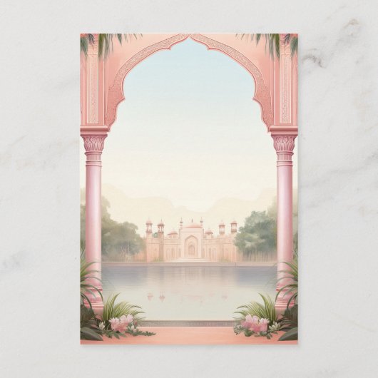 ピンク王室のフローラインディアンパレ結婚ス エンクロージャーカード (裏面)