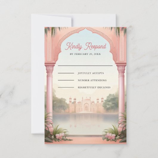 ピンク王室のフローラインディアンパレ結婚ス 出欠カード (正面)