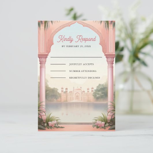 ピンク王室のフローラインディアンパレ結婚ス 出欠カード (スタンド正面)