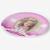 ピンク王室のプリンセスキャッスルガール誕生日 ペーパープレート (アングル)