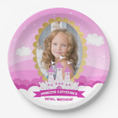 ピンク王室のプリンセスキャッスルガール誕生日 ペーパープレート (正面)