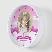 ピンク王室のプリンセスキャッスルガール誕生日 壁時計 (傾斜)