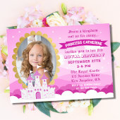 ピンク王室のプリンセスキャッスルガール誕生日 招待状