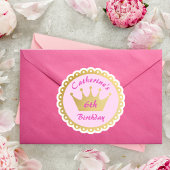 ピンク王室のプリンセスクラウンガール誕生日 シール