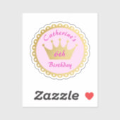 ピンク王室のプリンセスクラウンガール誕生日 シール (シート)