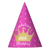 ピンク王室のプリンセスクラウンガール誕生日 パーティーハット (正面)