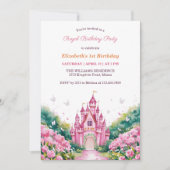 ピンク王室のプリンセス城1日パーティー 招待状 (正面)