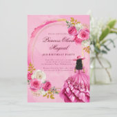 ピンク王室のリトルプリンセス誕生日招待状 招待状 (スタンド正面)