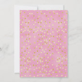 ピンク王室の金ゴールドプリンセスかわいらしフローラ誕生日 招待状 (裏面)