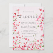 ピンク甘いピースウォーターカラー2結婚式招待状 招待状 (正面)