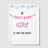 ピンク甘いベビーガールベビーシャワー ベラム紙招待状 (オフセット)