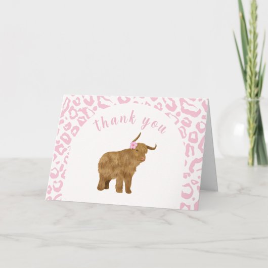 ピンク甘いボホホーホーホーホーホーフローラガールベビーシャワー サンキューカード (正面)