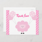 ピンク甘い子羊の女の子の赤ちゃんシャワーかわいい感謝 ポストカード (正面/裏面)
