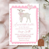 ピンク甘い子羊の赤ちゃんシャワー 招待状