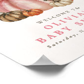 ピンク甘い小さなかぼちゃの女の子ベビーシャワーへようこそ ポスター (角)