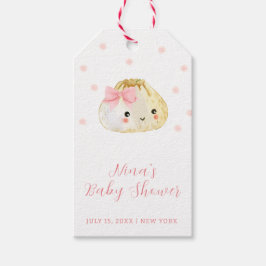 ピンク甘い小さな餃子の女の子の赤ちゃんシャワー ギフトタグ