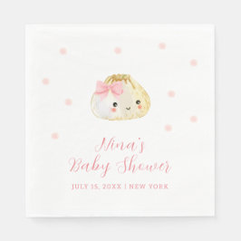ピンク甘い小さな餃子の女の子の赤ちゃんシャワー スタンダードランチョンナプキン