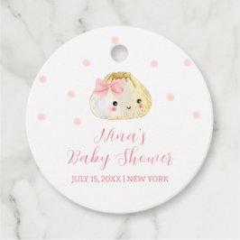 ピンク甘い小さな餃子の女の子の赤ちゃんシャワー フェイバータグ