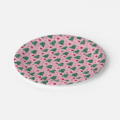 ピンク甘い緑のクリスマスツリーホリデー ペーパープレート (アングル)