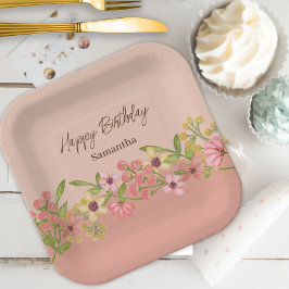 ピンク甘い16 16花ボホ春パーティー ペーパープレート