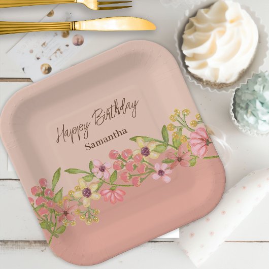 ピンク甘い16 16花ボホ春パーティー ペーパープレート