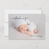 ピンク生まれたばかりののベビーガール写真（統計あり） ノートカード (正面)