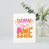 ピンク生まれオレンジ素晴らしレタリング ポストカード (スタンド正面)