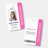 ピンク病院医療従事者写真IDバッジ バッジ (正面＆裏面)