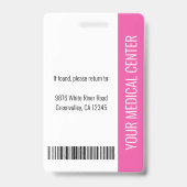 ピンク病院医療従事者写真IDバッジ バッジ (裏面)