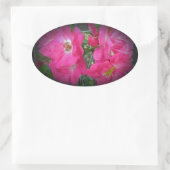 ピンク登山バラ 楕円形シール (バッグ)