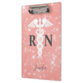ピンク登録ナースRNスクリプトパーソナライズされた クリップボード (左)